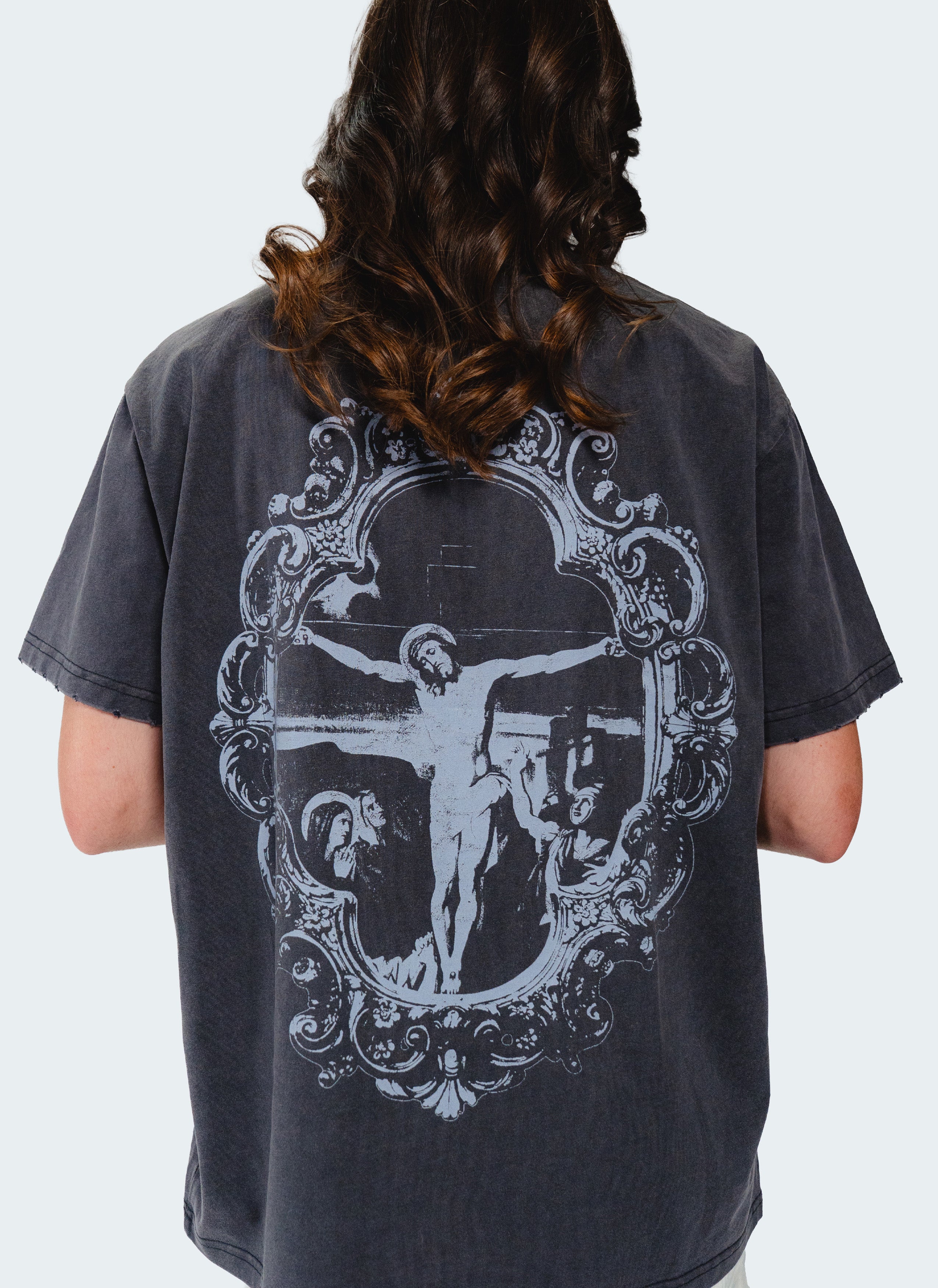 Jesus Saves Portrait Tee Blue